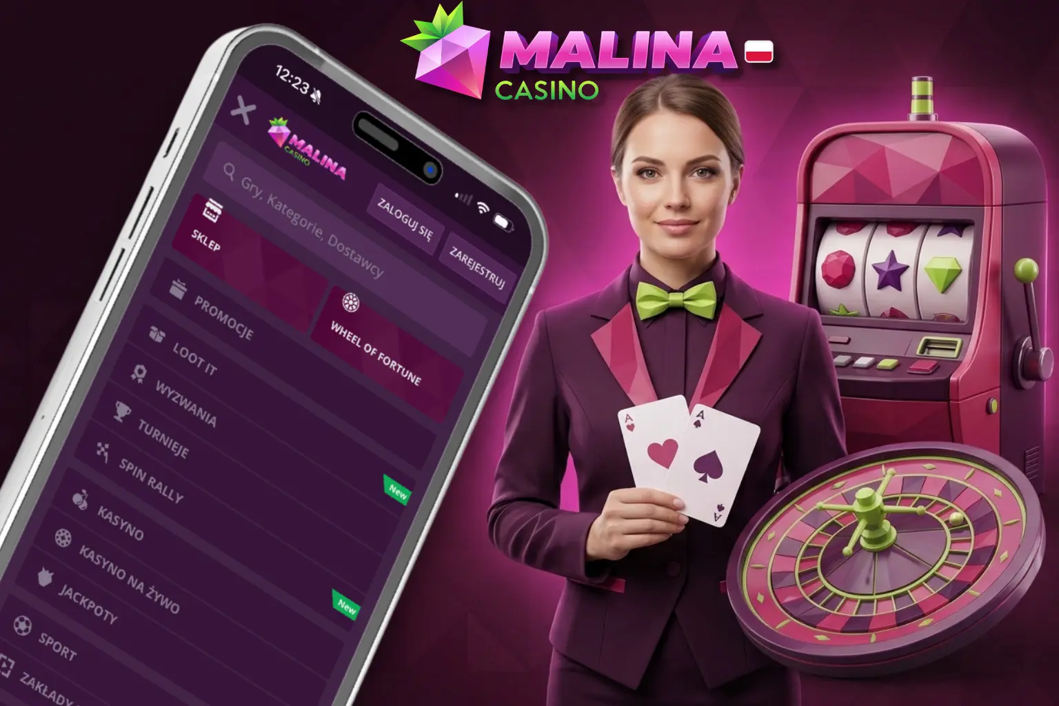 Malina Coins wymienisz na bonusy, promocje i spiny.