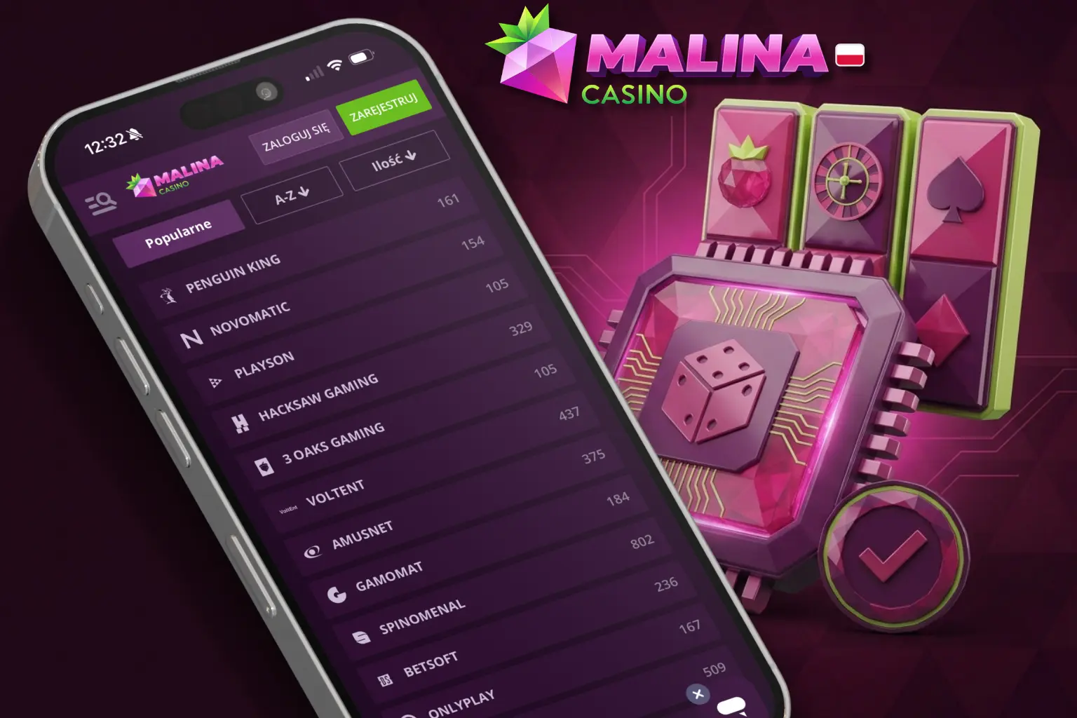 Malina Casino współpracuje ze sprawdzonymi dostawcami certyfikowanych gier.
