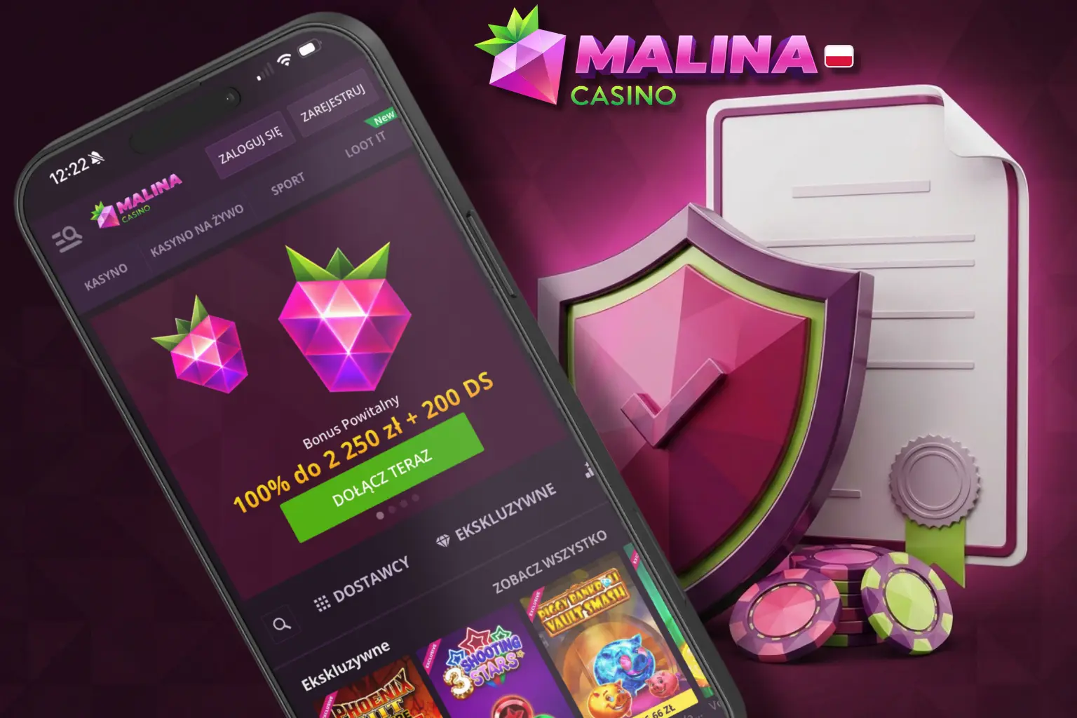 Licencjonowane Malina Casino chroni dane oraz środki graczy.